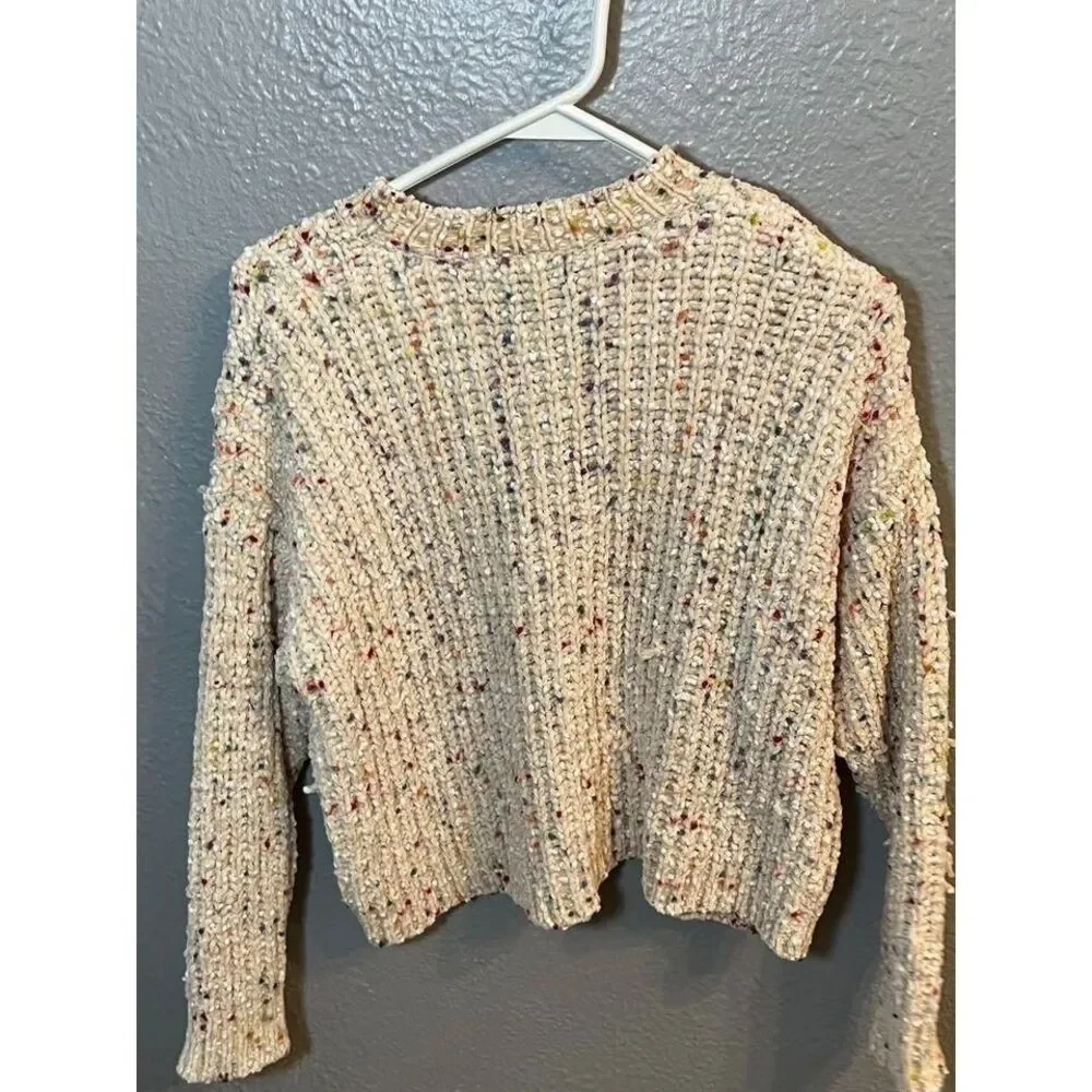 Womens Cream color with various colors‎ sweater size extra small cropped - Picture 5 of 7